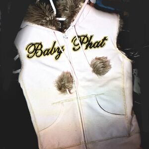 BABY PHAT Hoodie Vest with Gold/Blk Logo and Furr Accents